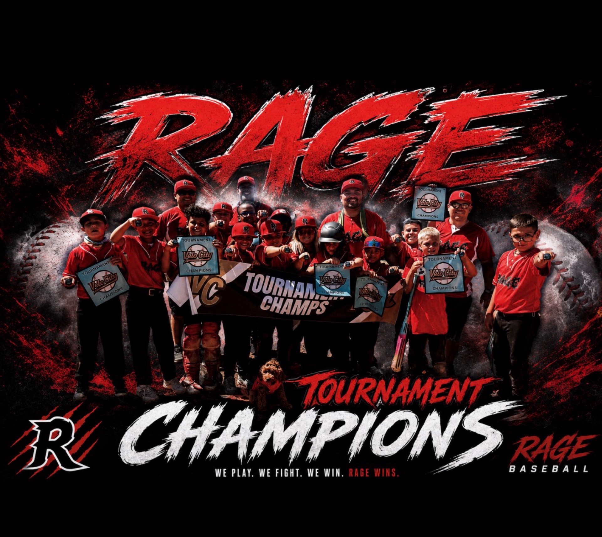 Rage Baseball tournament champions team poster